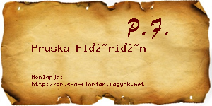 Pruska Flórián névjegykártya